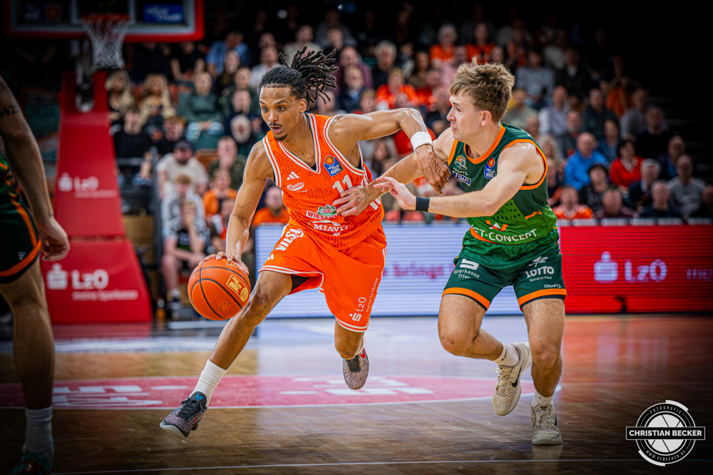 1. Basketball Bundesliga, easyCredit BBL, Saison 2025/2026, Herren, Play-Ins, Spiel um Platz 7, 12.05.2026, RASTA Vechta - Gladiators Trier
Alonzo Verge (#11 - RASTA Vechta) in Aktion
Schlüsselwörter: 1. Bundesliga;12.05.2026;BBL;Basketball;Gladiators;Liga;Play-Ins;RASTA;RASTA Dome;Saison 2025/2026;Trier;VET-CONCEPT;Vechta;easycredit