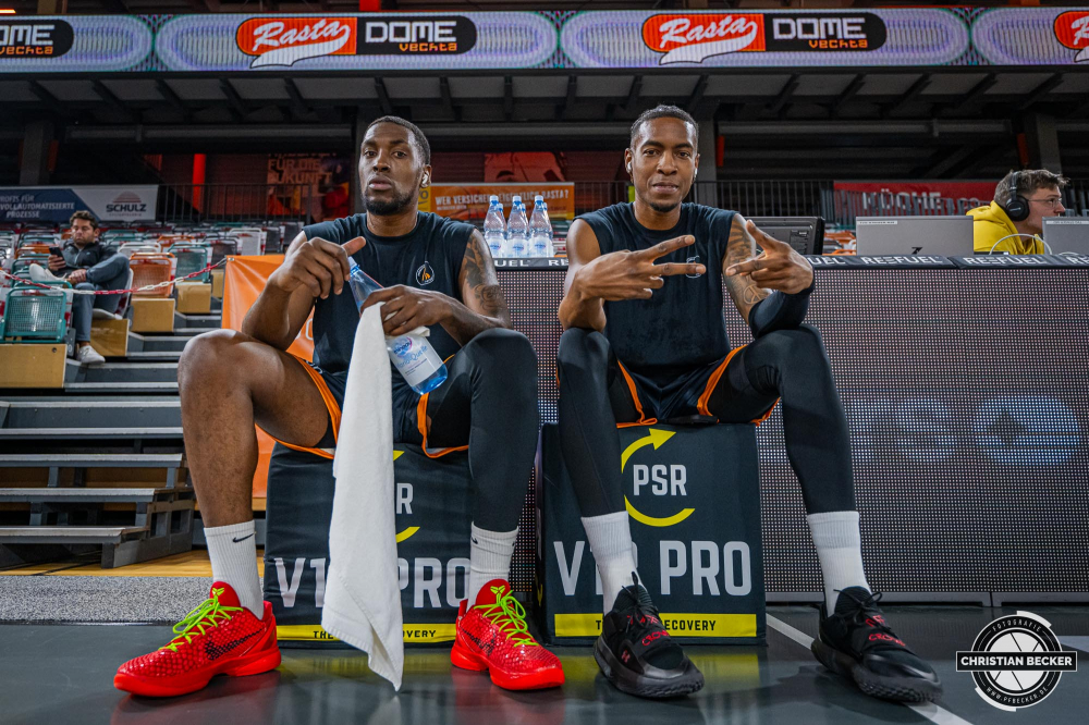 Basketball Champions League, Saison 2024/2025, Herren, Hauptrunde, 2. Spieltag, 09.10.2024, RASTA Vechta -  Promitheas Patras
Wes Iwundu (#25 - Promitheas Patras) vor der Partie
Schlüsselwörter: 09.10.2024;2. Spieltag;BCL;Basketball;Champions League;Hauptrunde;International;Liga;Patras;Promitheas;RASTA;RASTA Dome;Saison 2024/2025;Vechta