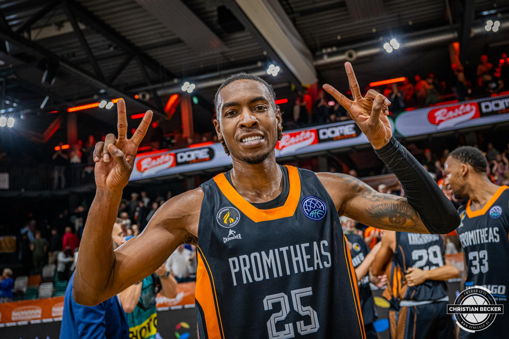 Basketball Champions League, Saison 2024/2025, Herren, Hauptrunde, 2. Spieltag, 09.10.2024, RASTA Vechta -  Promitheas Patras
Wes Iwundu (#25 - Promitheas Patras) nach der Partie
Schlüsselwörter: 09.10.2024;2. Spieltag;BCL;Basketball;Champions League;Hauptrunde;International;Liga;Patras;Promitheas;RASTA;RASTA Dome;Saison 2024/2025;Vechta